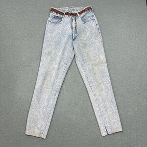 VTG Switch USA Jeans Womens 26x27 Tapered High Rise Light Wash Woven Floral Belt